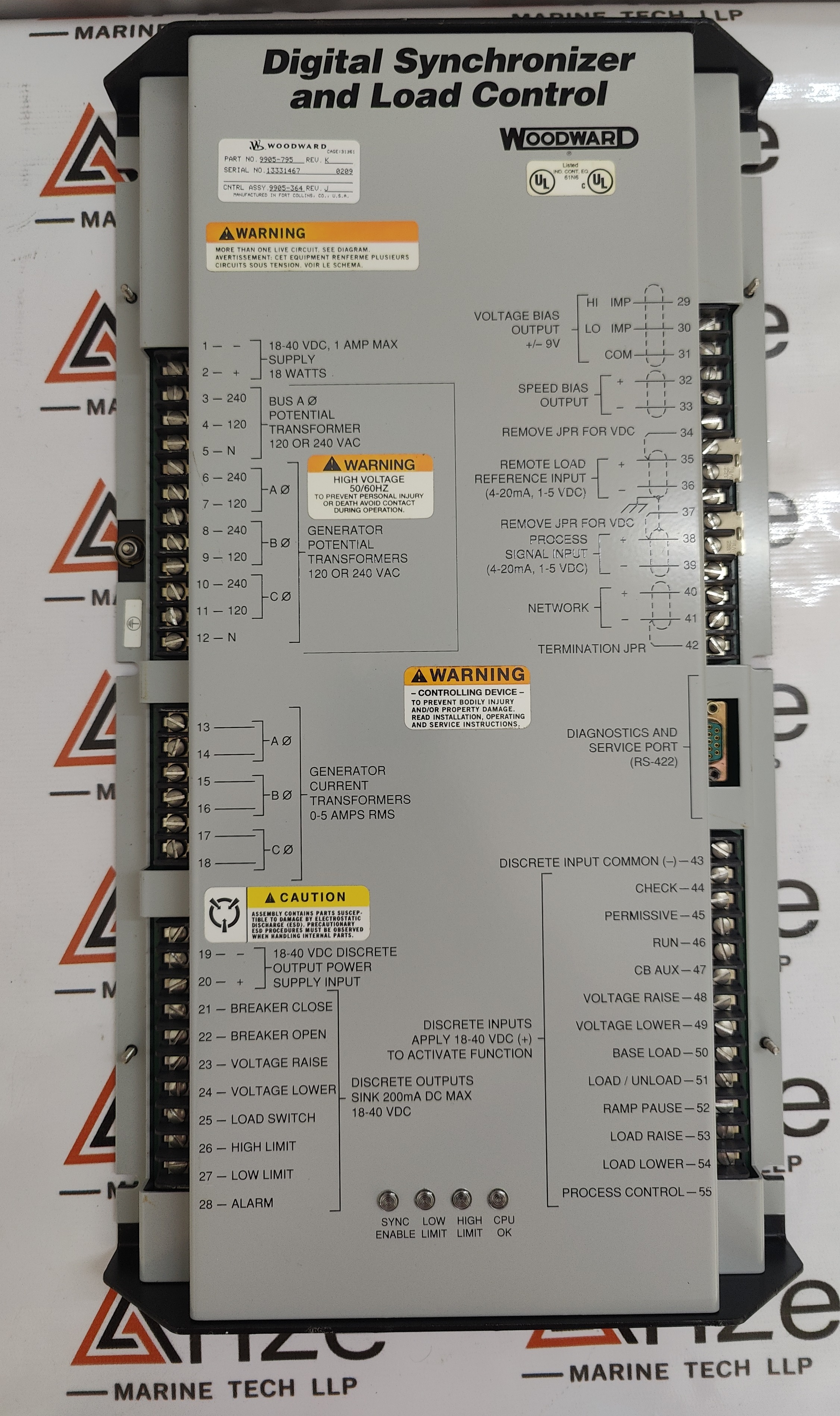 WOODWARD DIGITAL SYNCHRONIZER AND LOAD CONTROL PART NO 9905-795 REV K