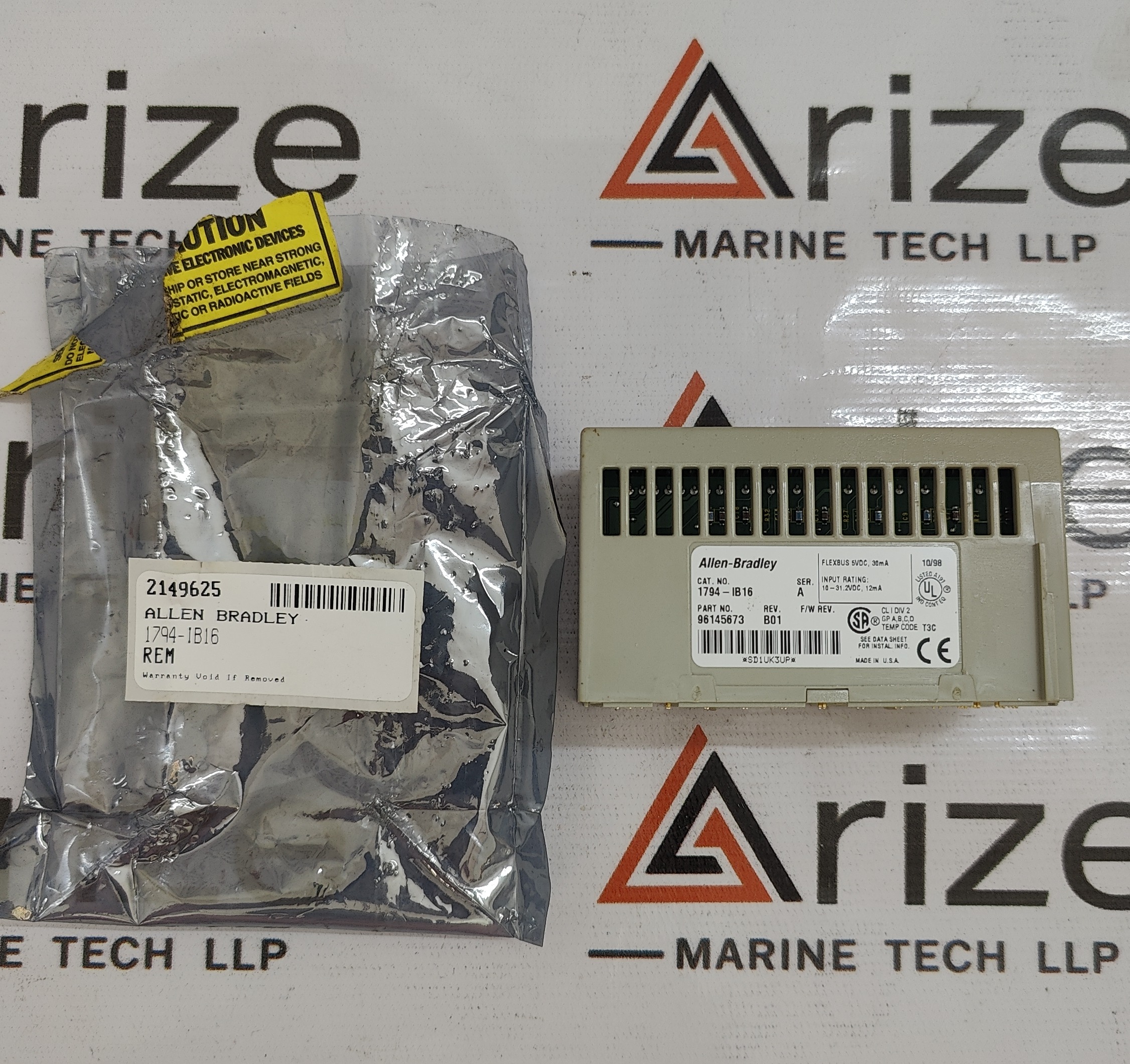 ALLEN BRADLEY CAT NO 1794-1B16 INPUT MODULE SER A REV B01 PART NO 96145673 NEW