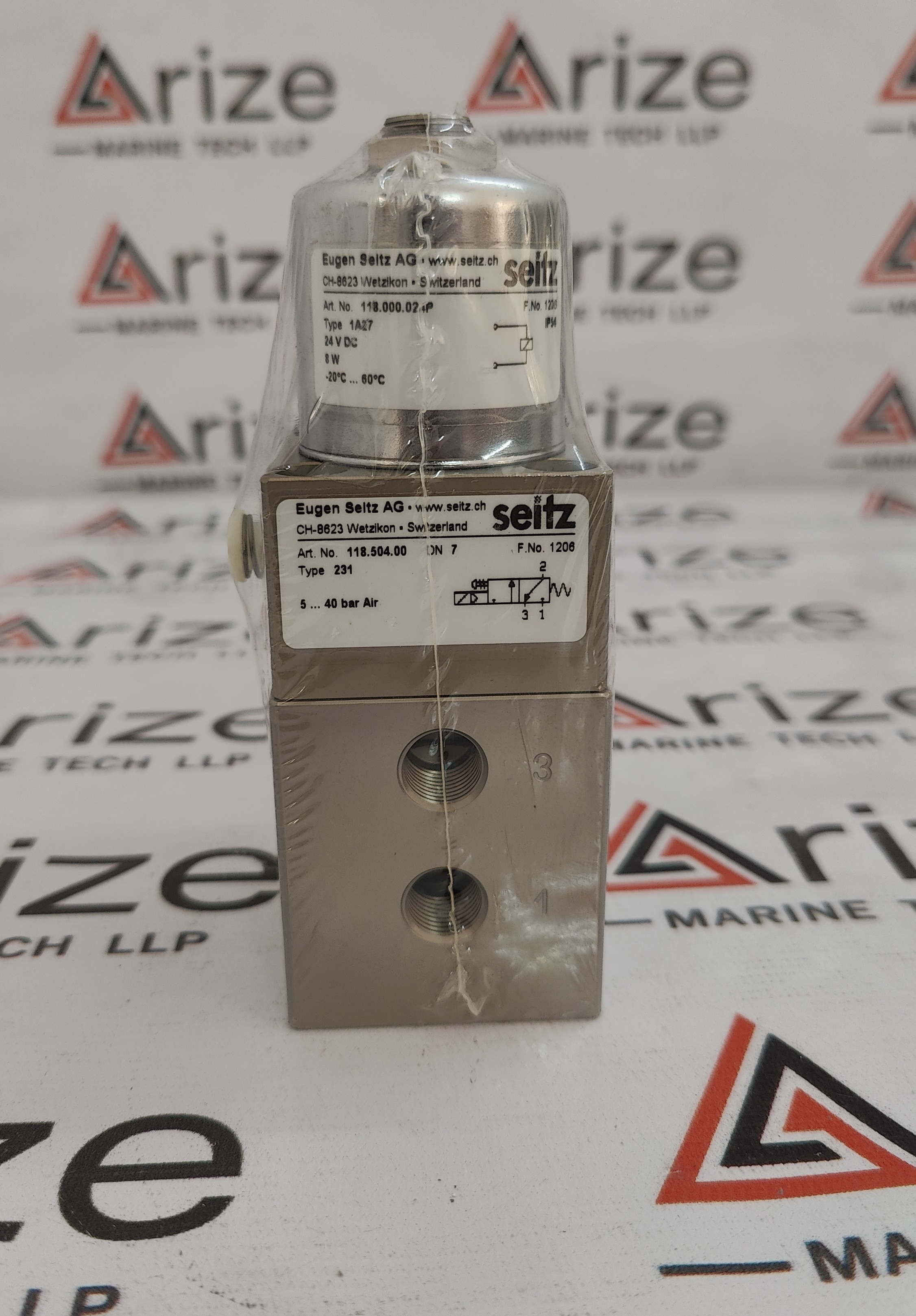 EUGEN SEITZ SOLENOID VALVE ART NO. 118.504.00 5...40 BAR COIL 118.000.024P NEW