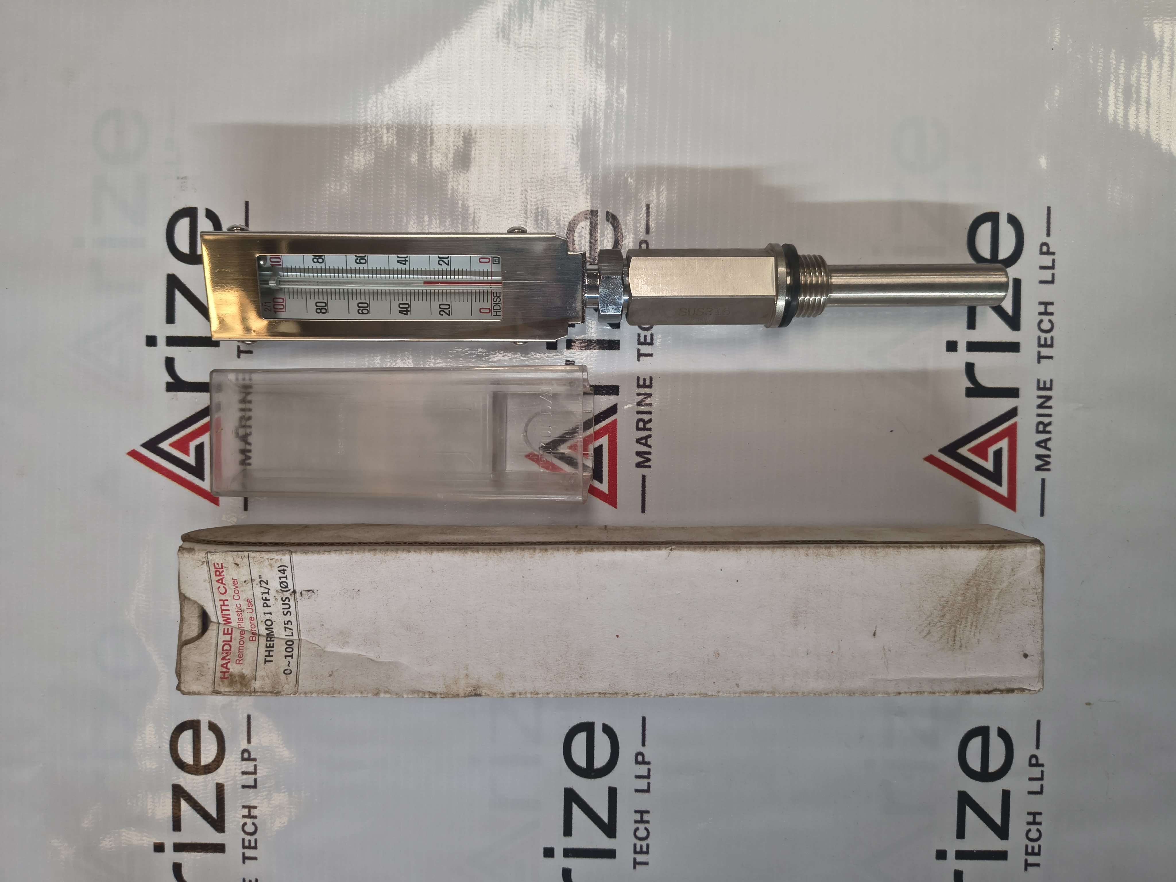 HYUNDAI HGT-120 MARINE ENGINE THERMOMETER 0-100°C 1/2" L75 SUS (Ø14) TEMPERATURE GUAGE NEW